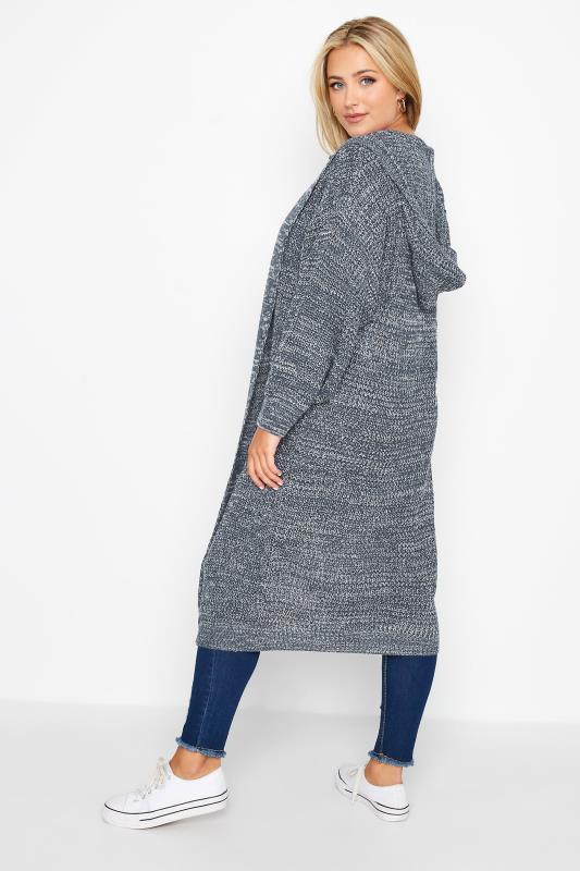 Plus Size Blue Longline Hooded Cardigan | Yours Clothing 3