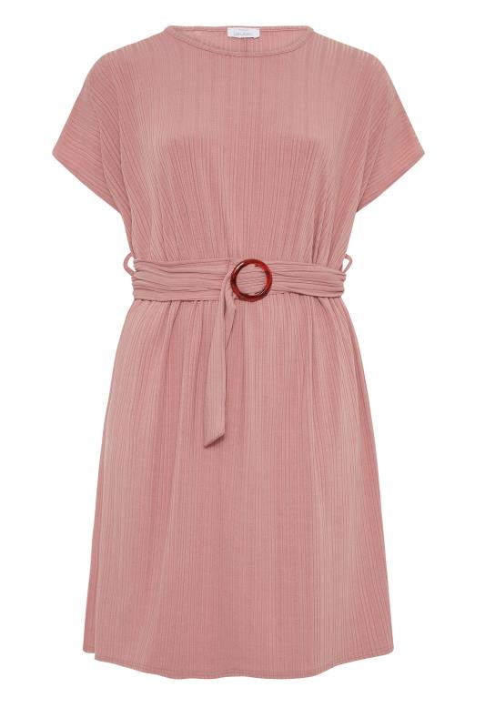 YOURS LONDON Pink Ribbed Belted Dress_f.jpg