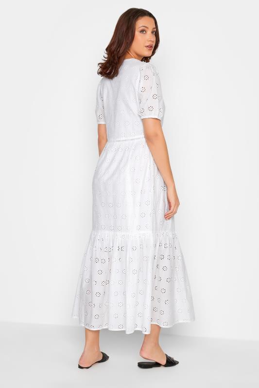 LTS Tall Women's White Broderie Tiered Dress | Long Tall Sally 3