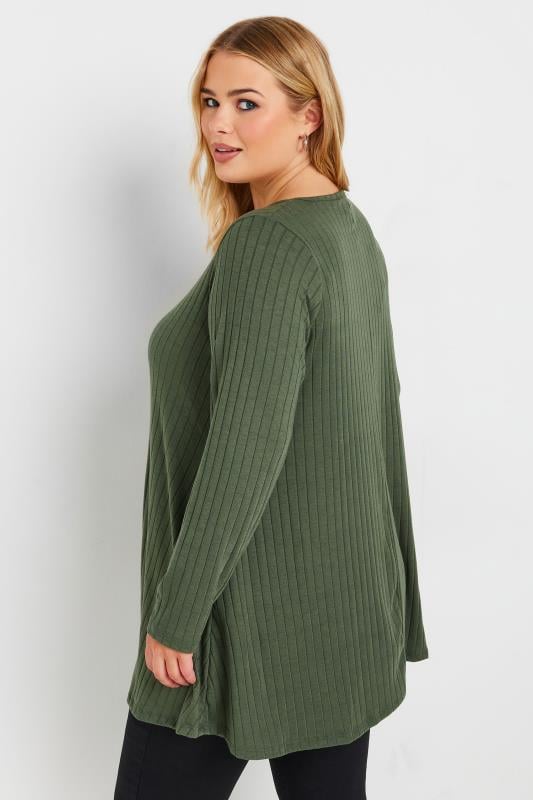 YOURS Plus Size Green Ribbed Swing Top | Yours Clothing 3