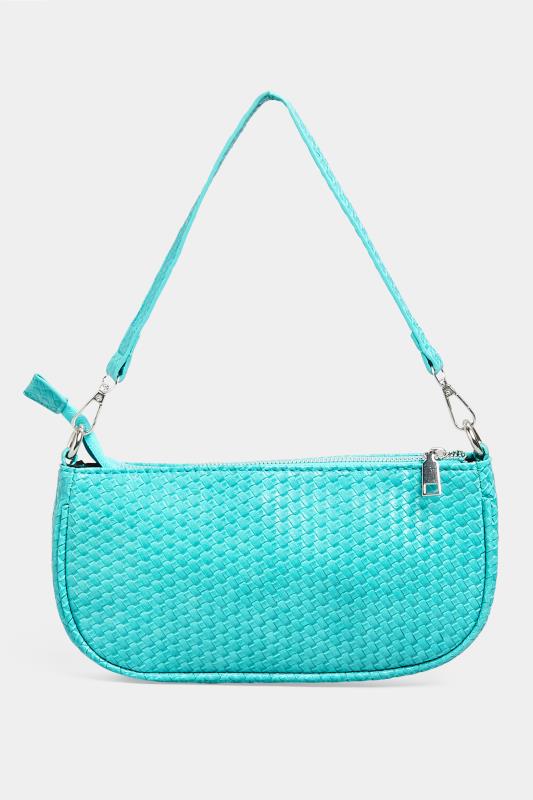 Turquoise Blue Woven Shoulder Bag 3
