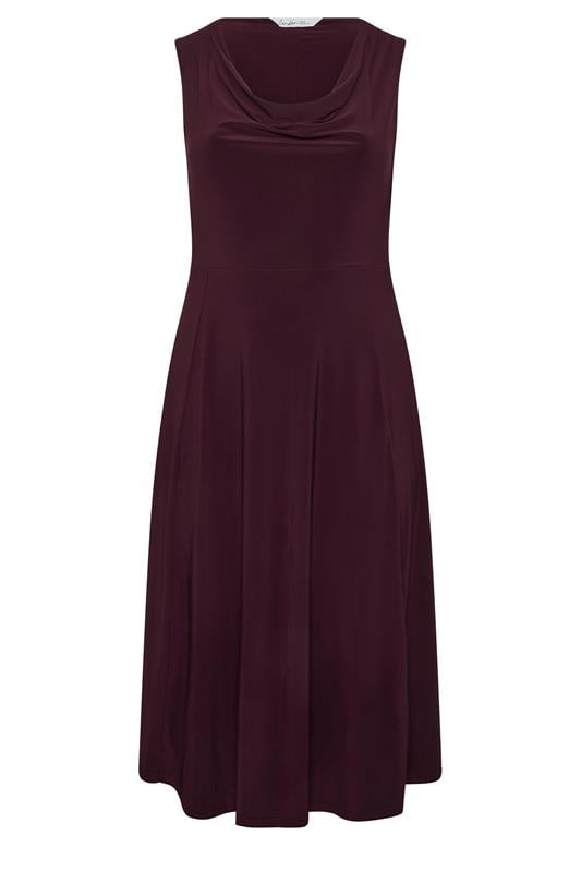 YOURS LONDON Plus Size Dark Purple Drape Front Midi Dress | Yours Clothing 5