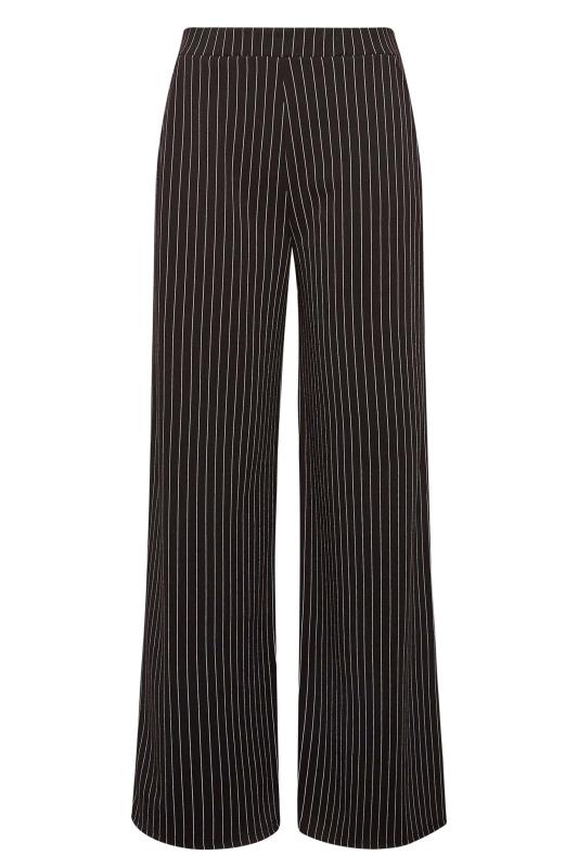 YOURS PETITE Plus Size Black Pinstripe Wide Leg Trousers | Yours Clothing 5