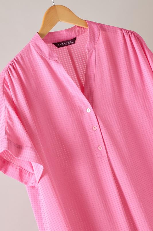 EVANS Plus Size Pink Woven Check Blouse | Evans  7