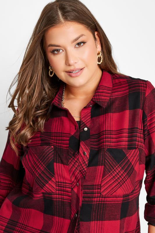 Plus Size Red Check Boyfriend Shirt | Yours Clothing 4