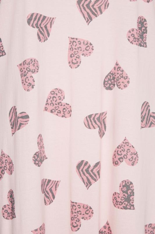 YOURS Curve Plus Size Pink Animal Heart Print Midaxi Nightdress | Yours Clothing  4