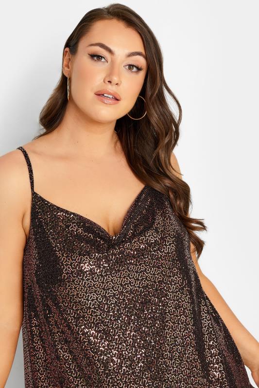 LIMITED COLLECTION Plus Size Pink Glitter Cowl Neck Cami Top | Yours Clothing 4