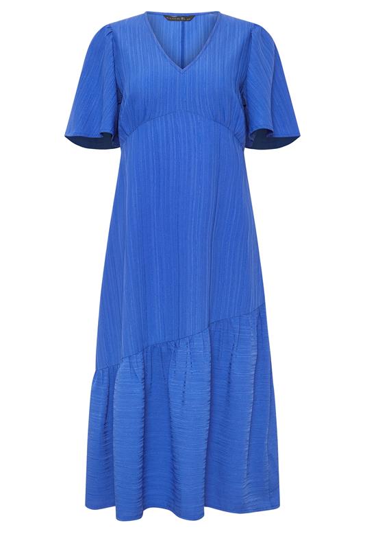 PixieGirl Petite Blue Asymmetric Tiered Midi Dress | PixieGirl 5
