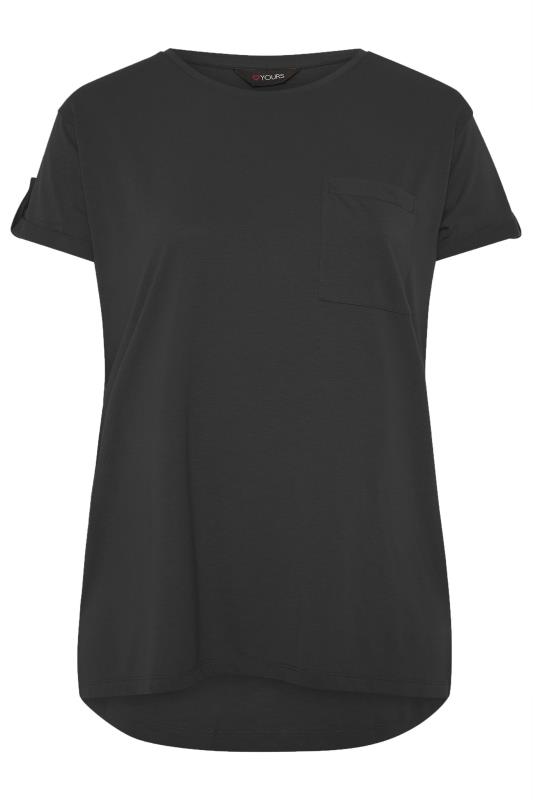 Plus Size Black Pocket Dipped Hem T-Shirt | Yours Clothing 5