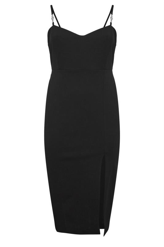 YOURS LONDON Plus Size Black Diamante Strap Midi Dress | Yours Clothing 5