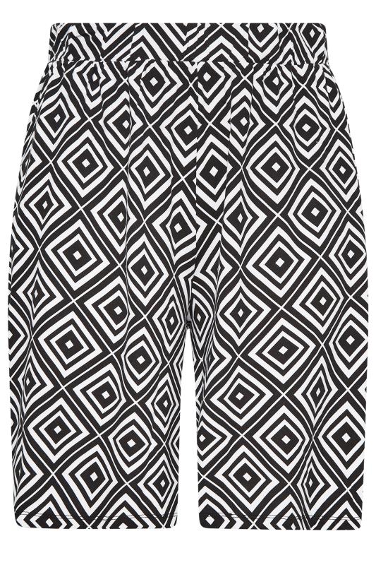 YOURS Curve Plus Size Black Geometric Print Shorts | Yours Clothing  5