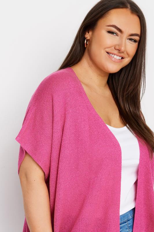 YOURS Plus Size Pink Knitted Boxy Cardigan | Yours Clothing 4