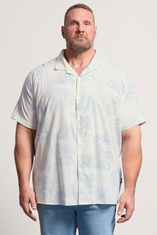 BadRhino Big & Tall White Dragon Print Shirt | BadRhino 1