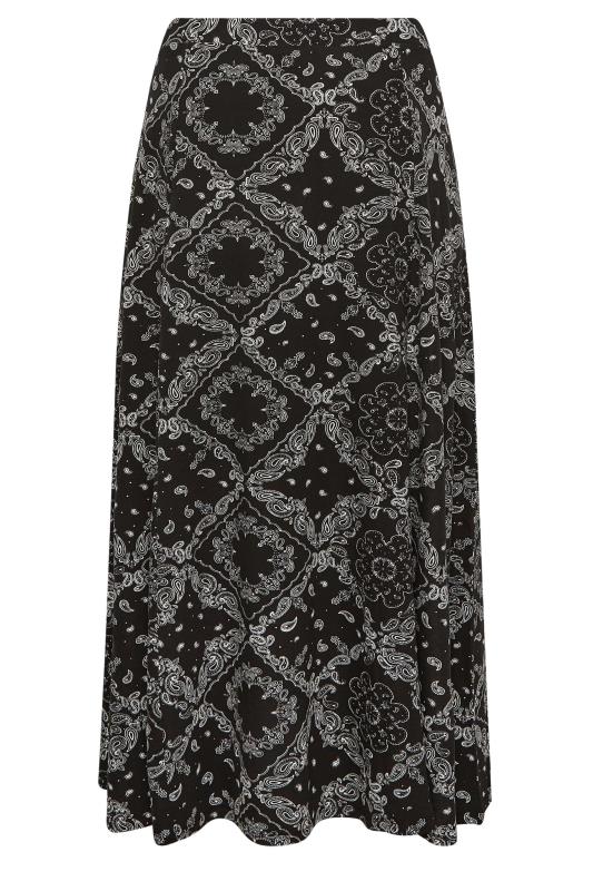 YOURS Plus Size Black Tile Print Pocket Detail Maxi Skirt | Yours Clothing 5