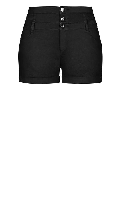 City Chic Black High Waisted Denim Shorts | Evans 4