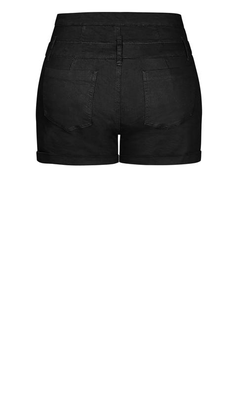 City Chic Black High Waisted Denim Shorts | Evans 5