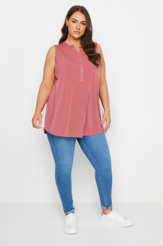YOURS Plus Size Pink Sleeveless Blouse | Yours Clothing 2