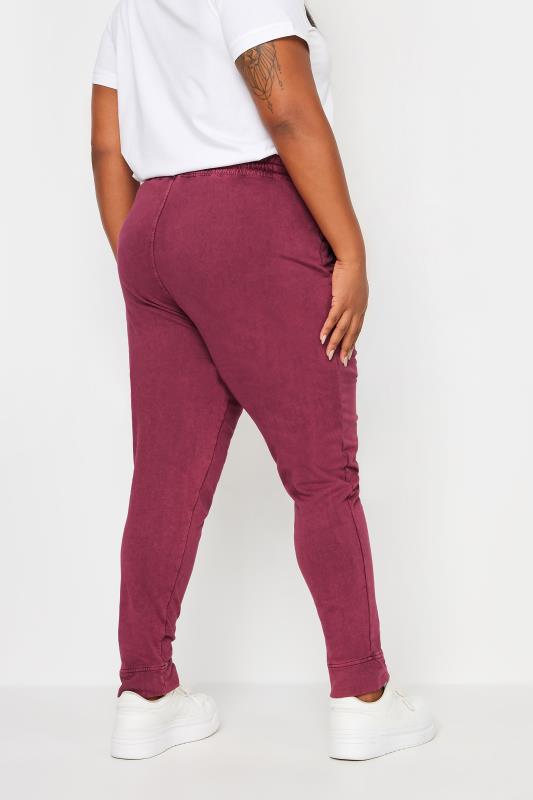 YOURS Plus Size Red Acid Wash Joggers | Yours Clothing 4