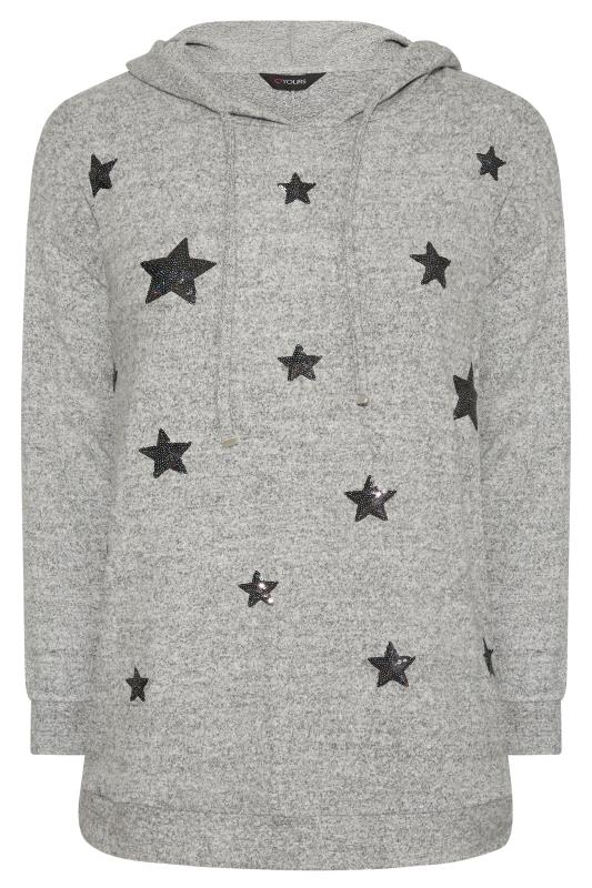 Curve Grey Sequin Star Soft Touch Hoodie 6