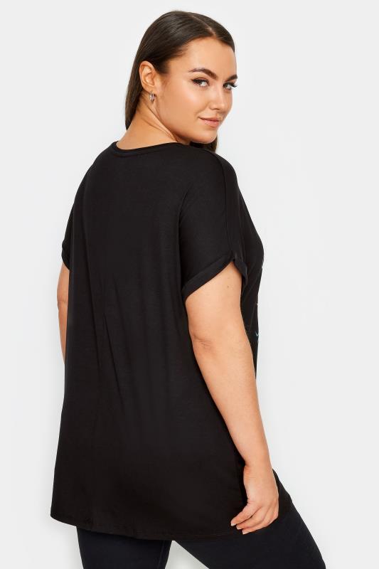 YOURS Plus Size Black Unicorn Wish Glitter Embellished T-Shirt | Yours Clothing 3