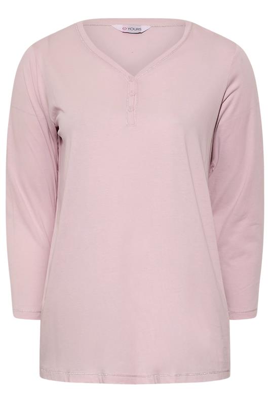 Curve Plus-Size Long Sleeve Blush Pink Pyjama Top | Yours Clothing 9