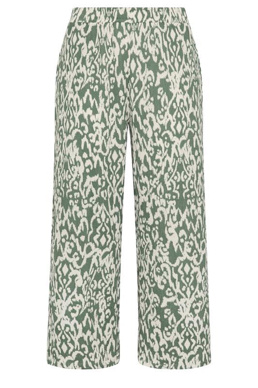 EVANS Plus Size Khaki Green Aztec Print Wide Leg Trouser | Evans 5