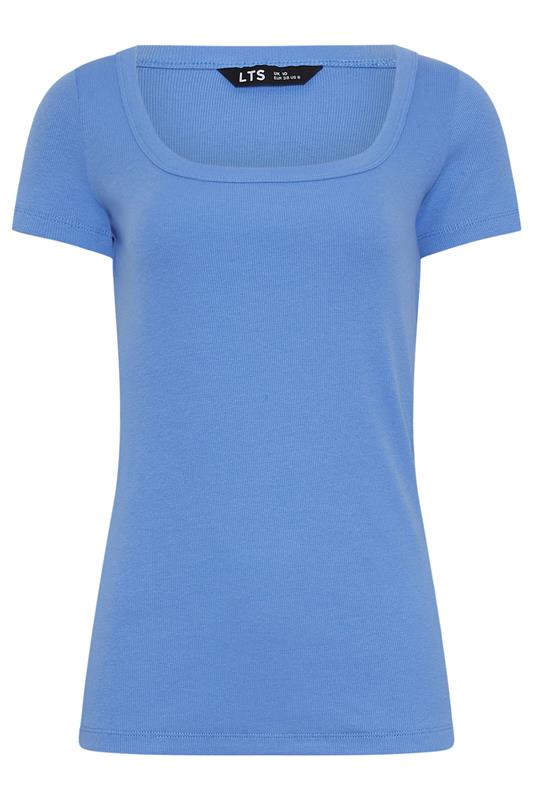 LTS Tall Women's Sky Blue Square Neck Ribbed T-Shirt | Long Tall Sally 5