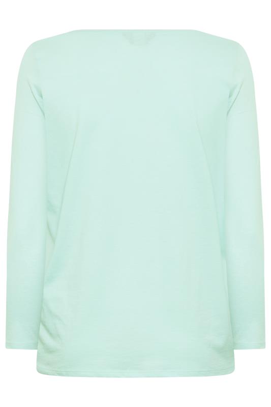 YOURS Plus Size Mint Green Long Sleeve V-Neck T-Shirt - Petite| Yours Clothing 7