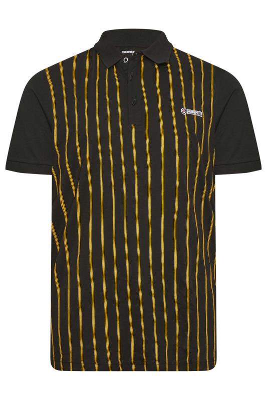LAMBRETTA Big & Tall Plus Size Black Pinstripe Short Sleeve Polo Shirt | BadRhino  3