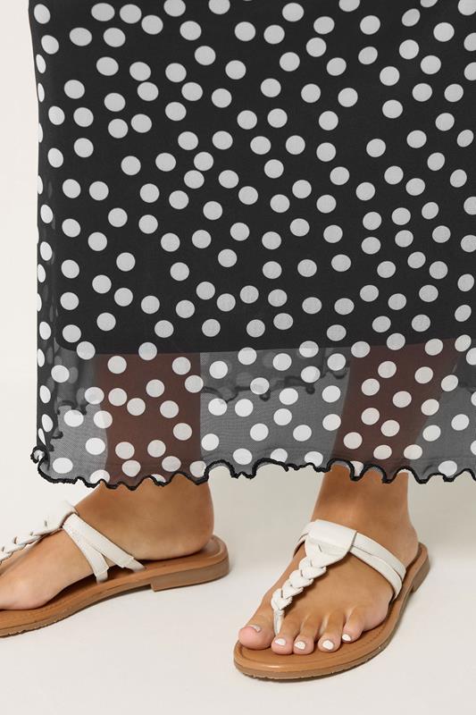 M&Co Black Polka Dot Mesh Maxi Skirt | M&Co 4
