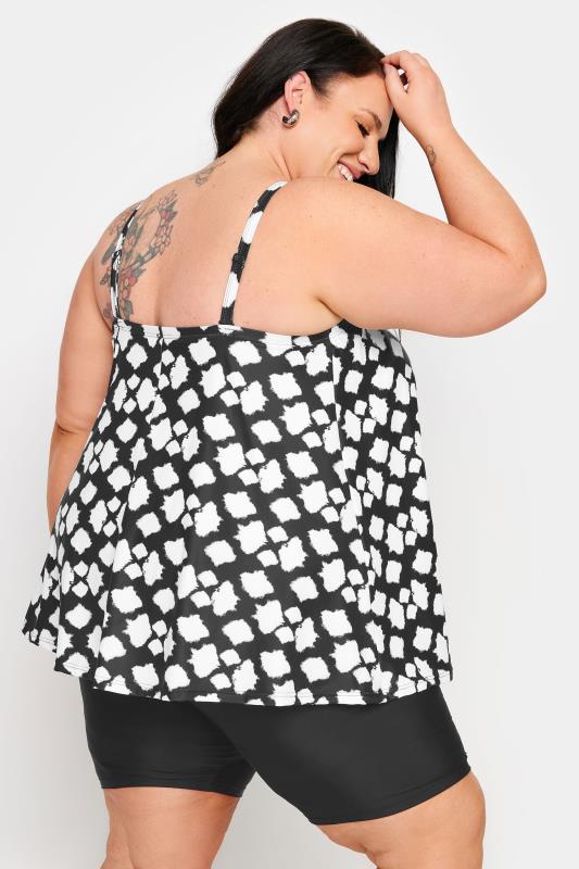 YOURS Plus Size Black Tie Dye Print A-Line Tankini Top | Yours Clothing 5