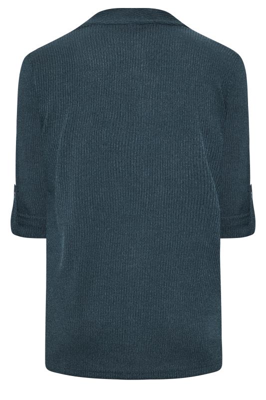 Curve Plus Size Navy Blue Ribbed Cardigan | Yours Clothing  7