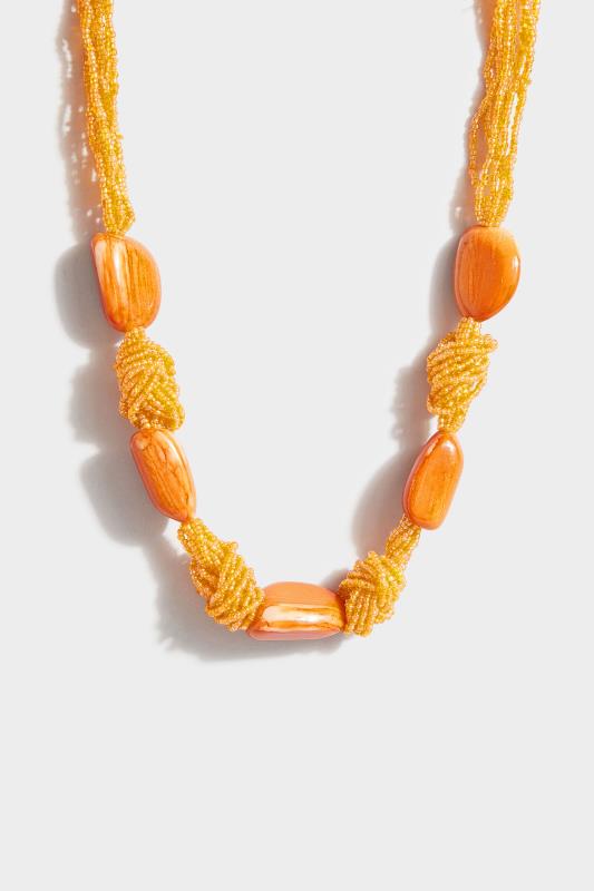 Grande Taille Orange Beaded Stone Necklace