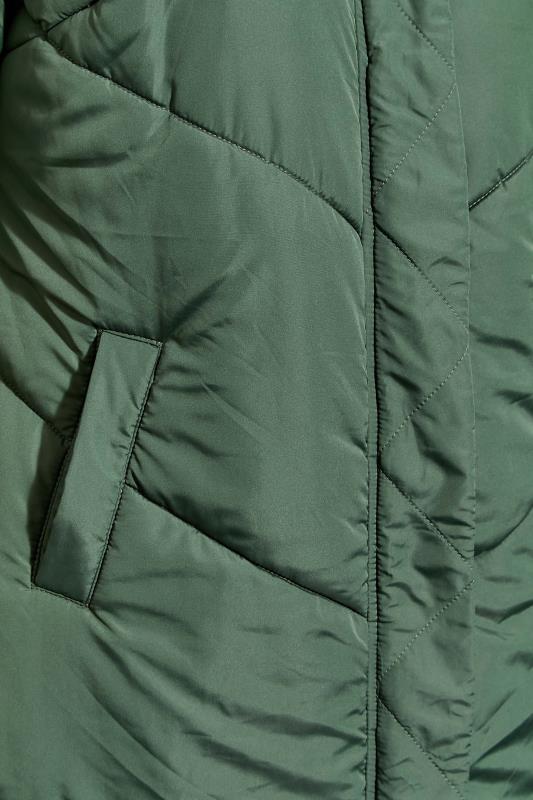 Plus Size Sage Green Padded Maxi Coat | Yours Clothing 5