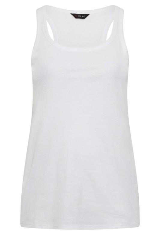 YOURS Plus Size White Ribbed Racer Back Vest Top | Yours Clothing  7