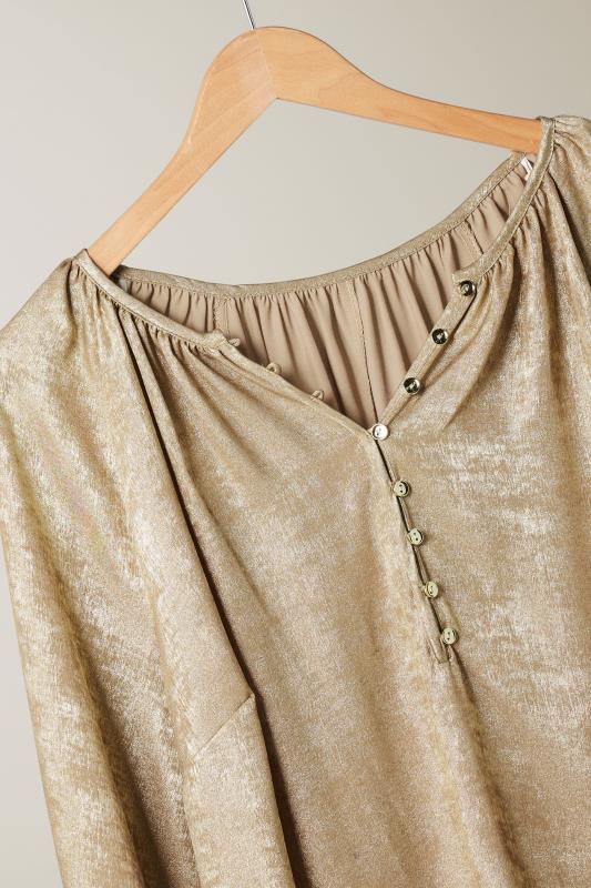 EVANS Plus Size Gold Metallic Long Sleeve Blouse | Evans  7