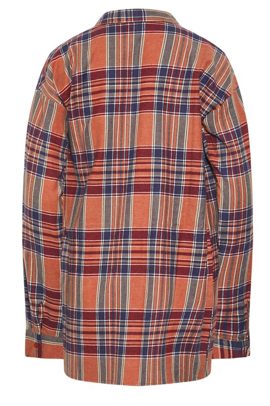 LTS Tall Orange Check Button Through Shirt 7