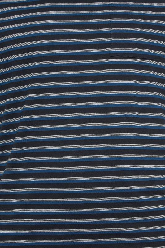 D555 Big & Tall Navy Blue & Grey Stripe T-Shirt | BadRhino 2