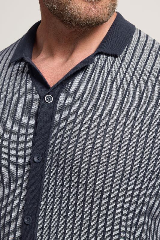 BadRhino Big & Tall Navy Blue Knitted Stripe Shirt | BadRhino 5