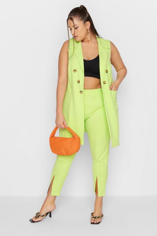 LIMITED COLLECTION Curve Lime Green Button Front Sleeveless Blazer 2