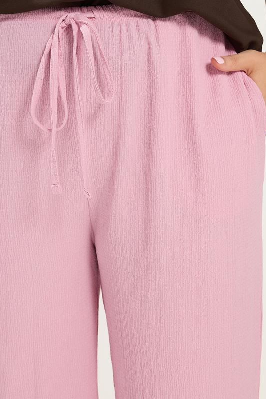 YOURS Plus Size Pink Crinkle Culottes | Yours Clothing 4
