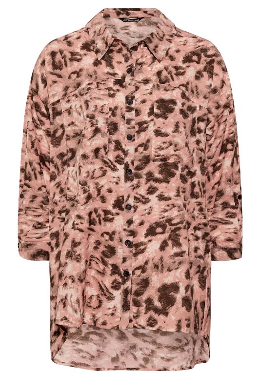 LIMITED COLLECTION Plus Size Pink Leopard Print Utility Pocket Shirt | Yours Clothing 6