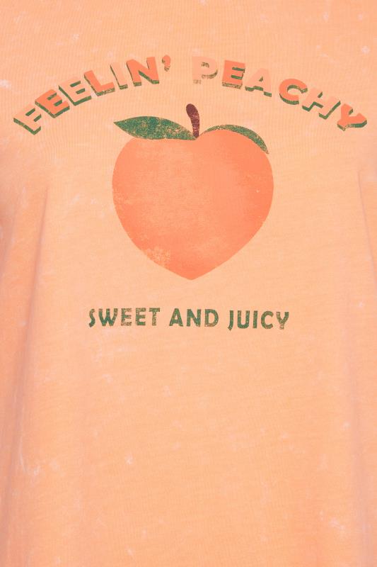LIMITED COLLECTION Plus Size Orange 'Feelin' Peachy'' Acid Wash T-Shirt | Yours Clothing 7