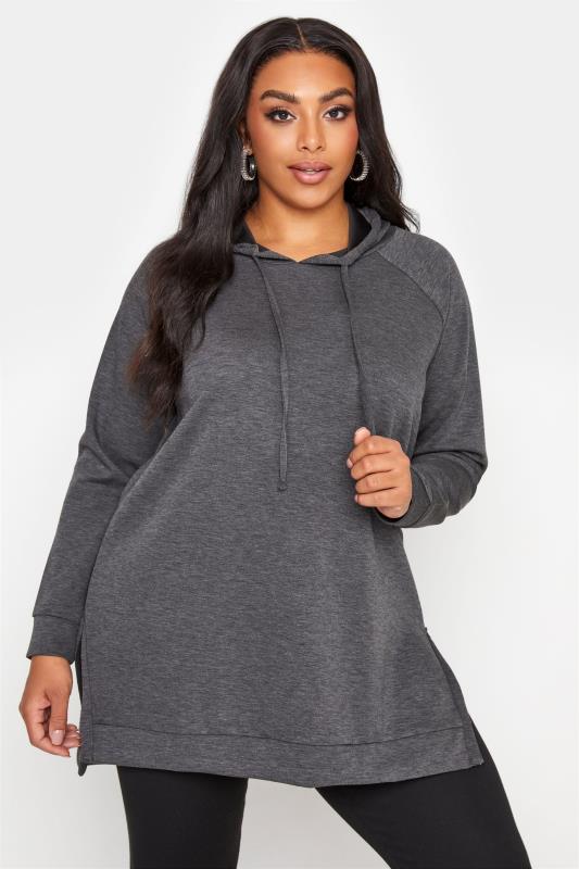 Charcoal Grey Soft Touch Side Split Hoodie_A.jpg