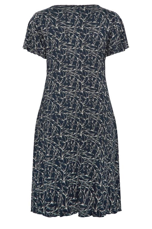 YOURS Plus Size Navy Blue Leaf Print Lace Detail Dress | Yours Clothing 7