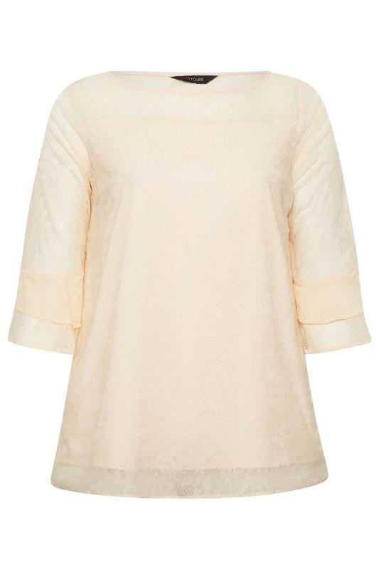 YOURS Plus Size Cream Lace Bell Sleeve Blouse | Yours Clothing