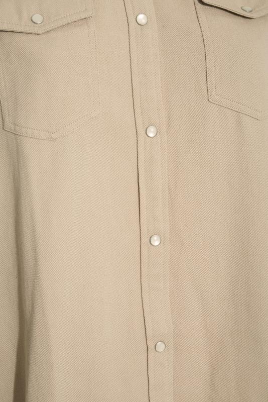 Curve Beige Brown Long Sleeve Distressed Denim Shirt_S.jpg