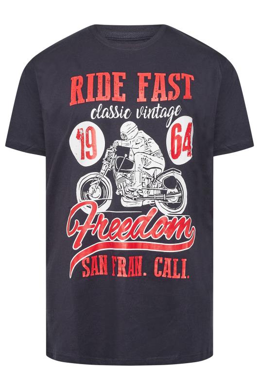 KAM Big & Tall Navy Blue 'Ride Fast' T-Shirt 3