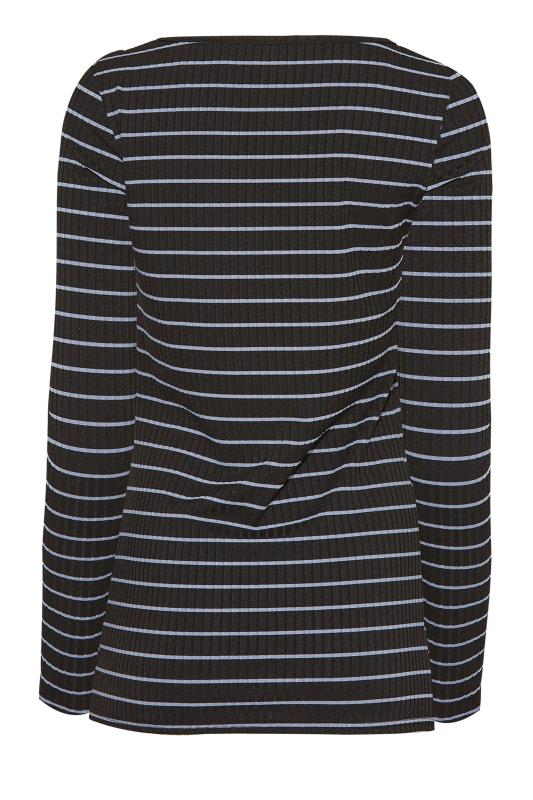 LTS Tall Black & Blue Stripe Square Neck T-Shirt 7
