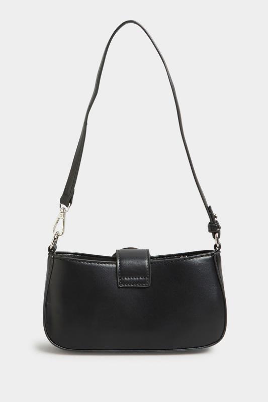 Plus Size Black Buckle Front Shoulder Bag | Yours Clothing 3